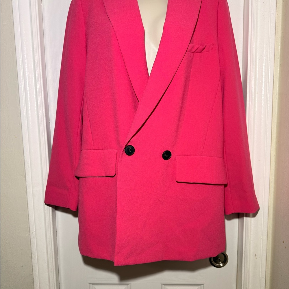 Zara Women’s blazer office Barbie pink size Large New